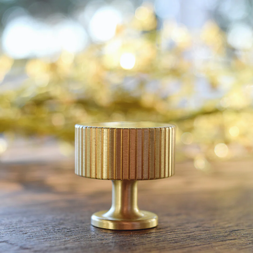 Freya Solid Brass Knob | Satin Brass (Grooved) - Image 9