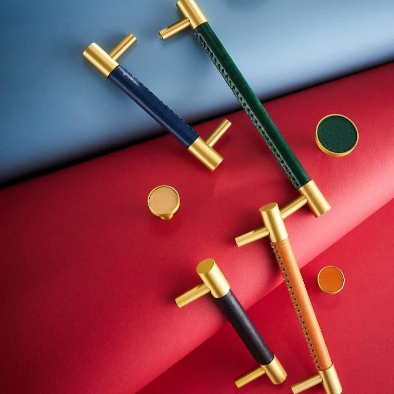 Kara Solid Brass & Leather Handle | Gold & Green - Image 8