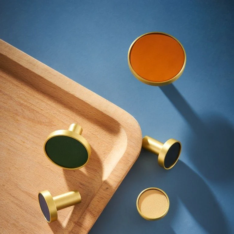 Kara Solid Brass & Leather Knob | Gold & Blue - Image 8
